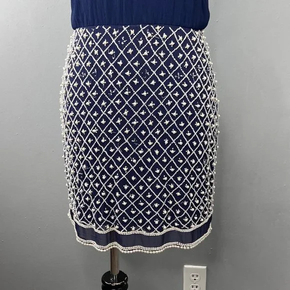 NBD Revolve Best Mistake Dress size S Navy Blue Beaded Mini Sleeveless - Picture 7 of 10